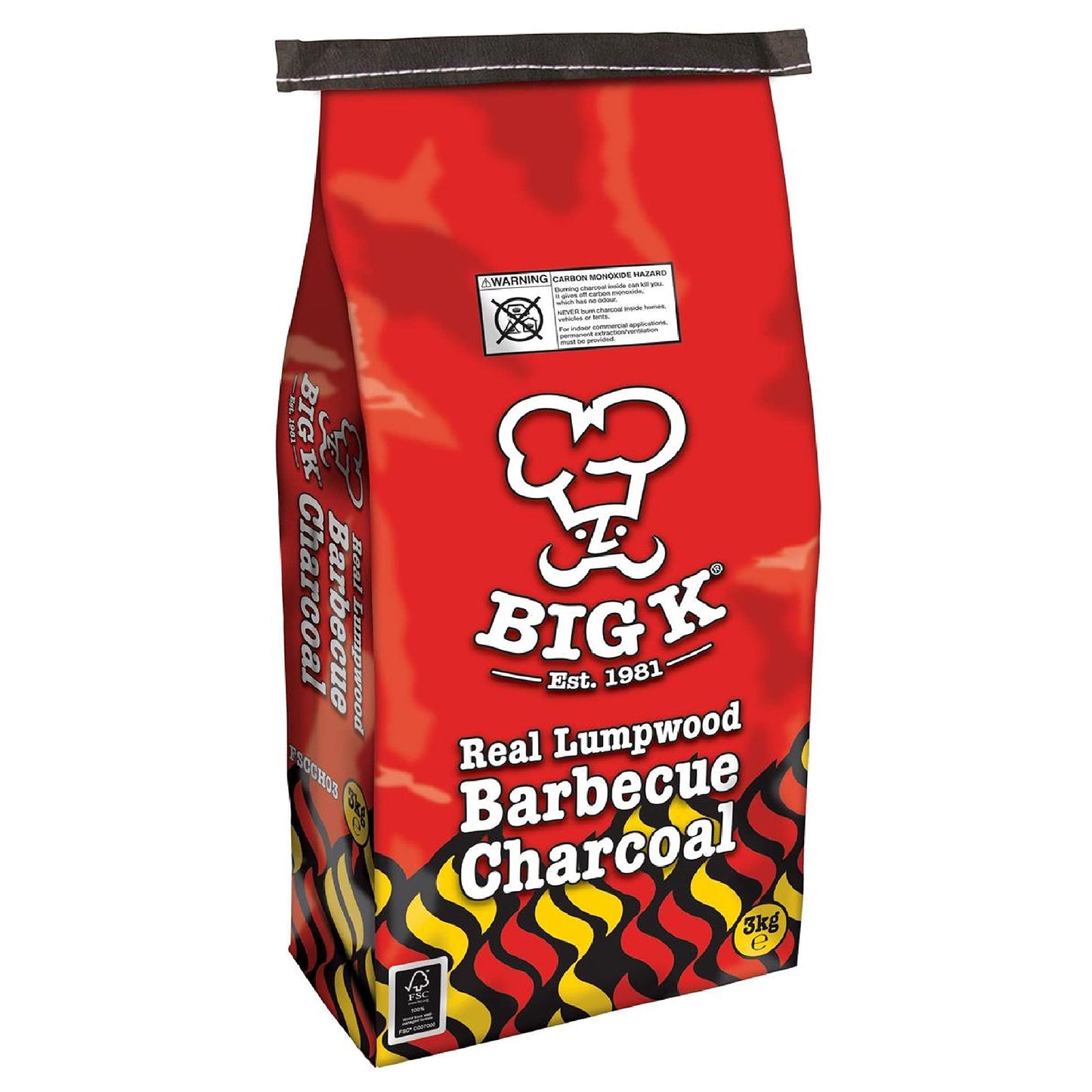 Big K Barbecue Grill Charcoal 3x3kg Lumpwood + Woodies Wood Wool Firelighters 300g
