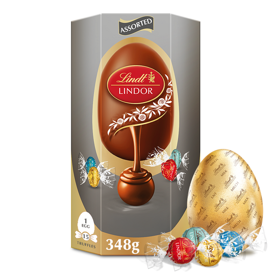 Lindt LINDOR Silver Assorted Easter Egg – 348g Premium Gift Box