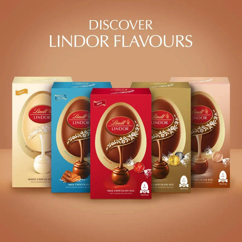 Luxury Lindt LINDOR Milk Chocolate Easter Egg with Tiramisu Truffles β 260g Gift Box