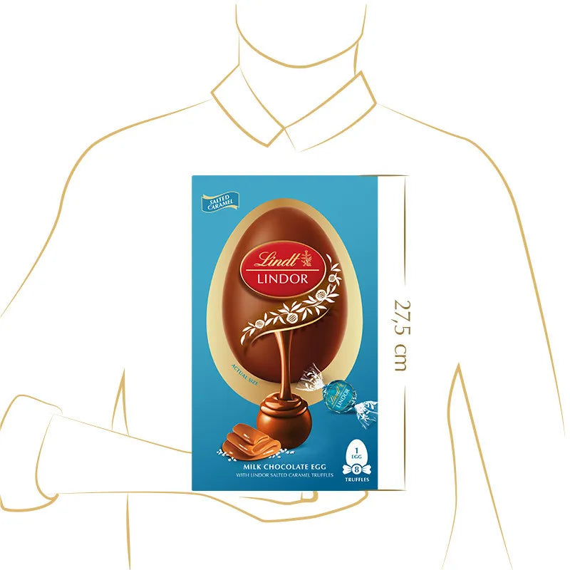Luxury Lindt Lindor Milk Chocolate Egg with Salted Caramel Truffles 260g