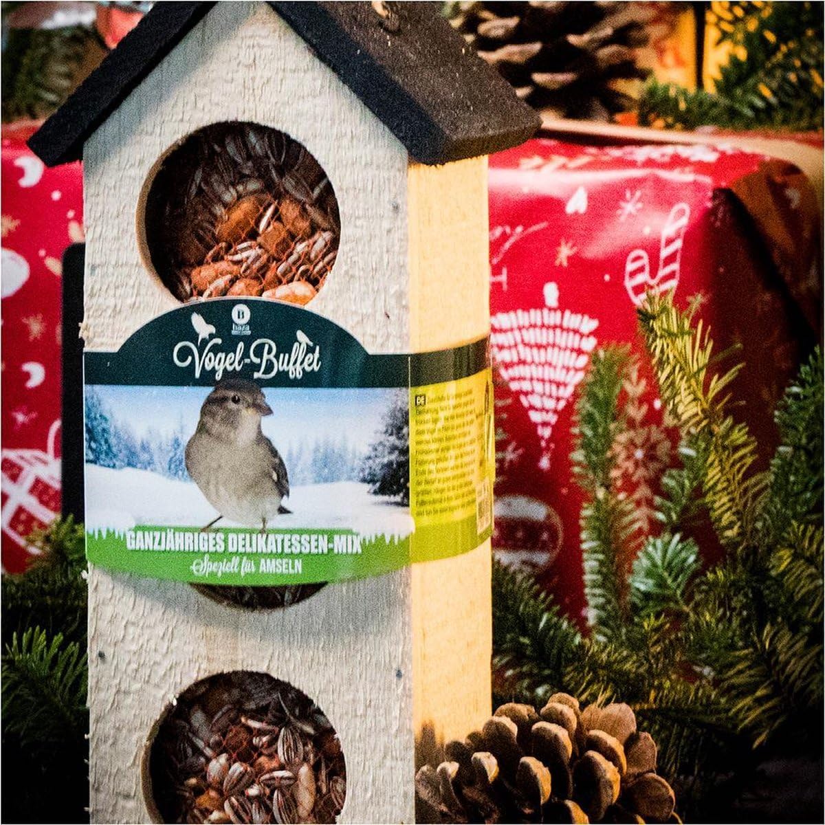 Bird Food Feeder Chalet with Sunflower & Peanuts 4 Season