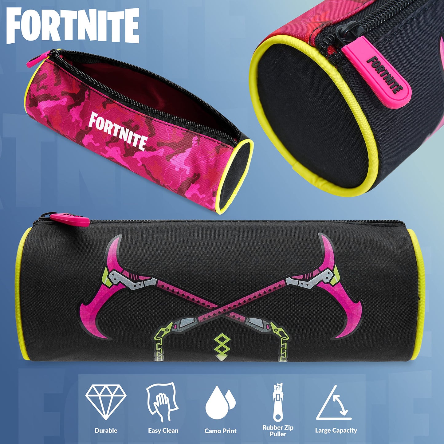 Fortnite Pencil Case, Barrel Pencil Cases for Kids, Gifts for Boys, Back to School Supplies for Gamers