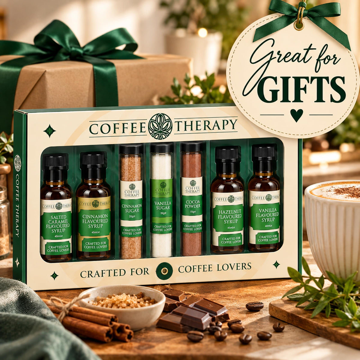 Coffee Therapy Coffee Syrup Gift Set – 4 x 45ml Flavored Coffee Syrups