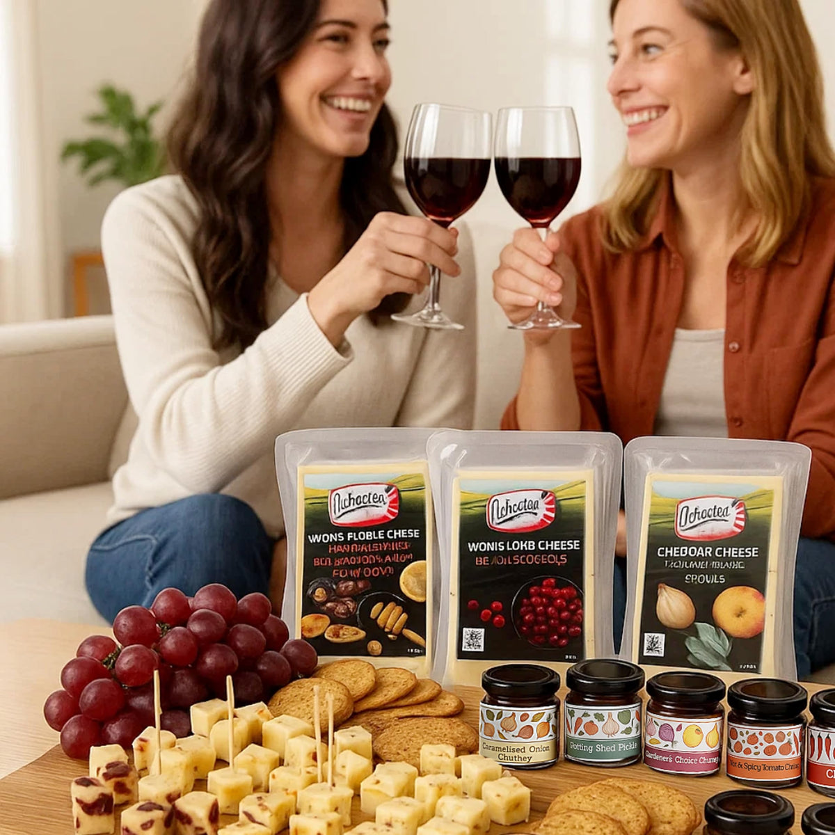 Cheese Wedges, Chutney & Cheeseboard Set