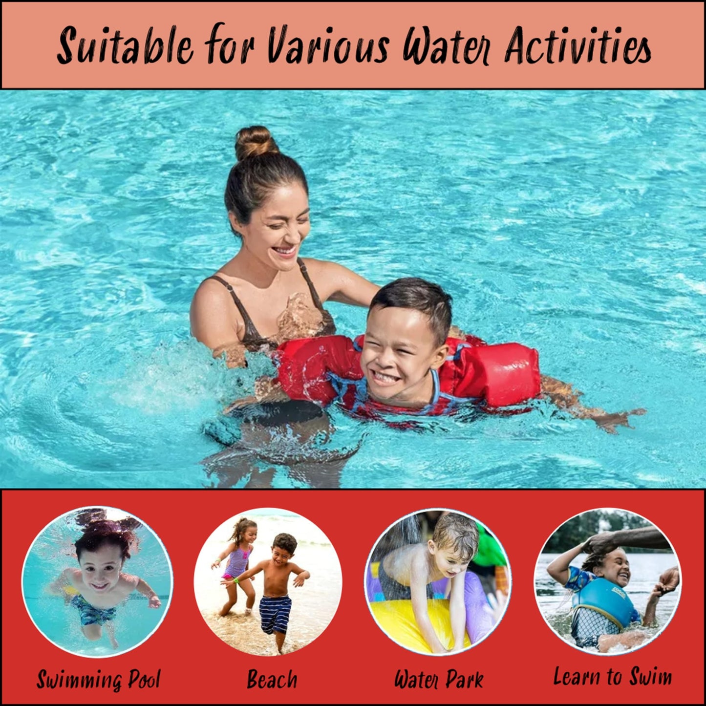Swimming Float Swim Vest Bundle - Learn to Swim Spiderman Kids Swim Vest with Built-In Foam, Arm Bands & Goggles. Great for Water Parks, Swimming Pool or Birthday Gifts for Kids with Topline Card.