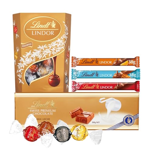 Chocolate Hamper for Birthday Gifts - Irresistible Smooth 3 x 38g Flavoured Chocolate Bars, Assorted Truffles Gift Box 200g & Swiss Milk Giant Chocolate 300g Chocolate Gifts for Women, Christmas Gifts