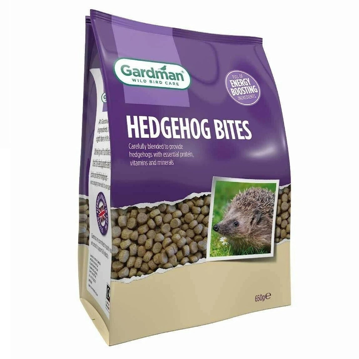 Gardman Hedgehog Food Bites Bundle - Pack of 2 x 650g High Energy Rich Nutritious. Pet Food Suitable for Feeding Station or Ground Feeder, Comes with Topline Card.