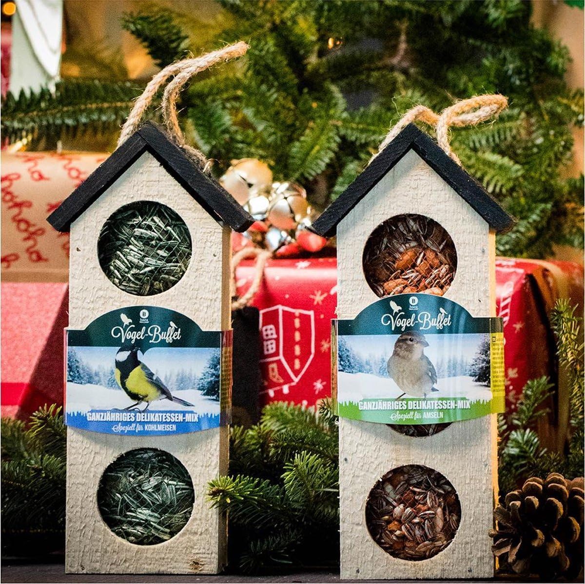 Bird Food Feeder Chalet with Sunflower & Peanuts 4 Season