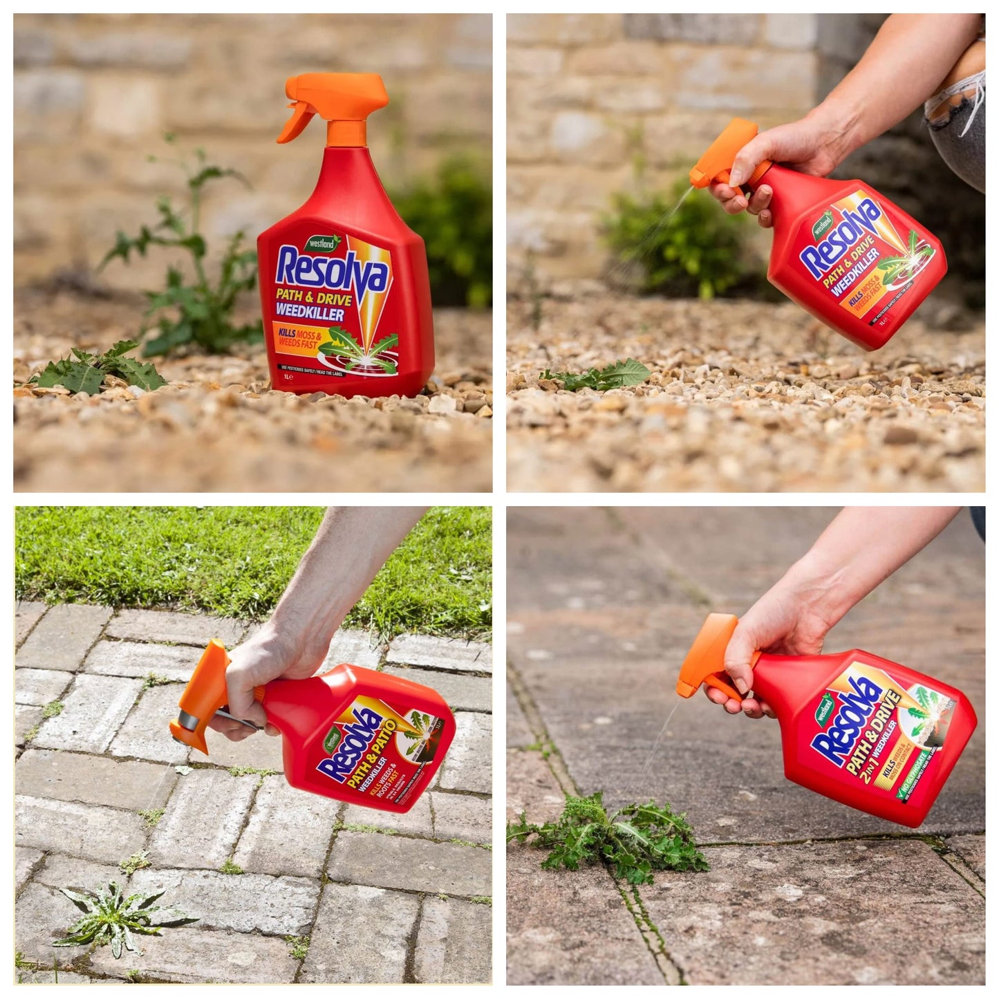 Garden Resolva Weed Killers Bundle - Path and Drive 1L Weedkiller Sprayer & Lawn Weed Killer Extra Strong 1L Ready-to-Use Garden Sprayer for Dandelions, Weed Remover with Topline Card.