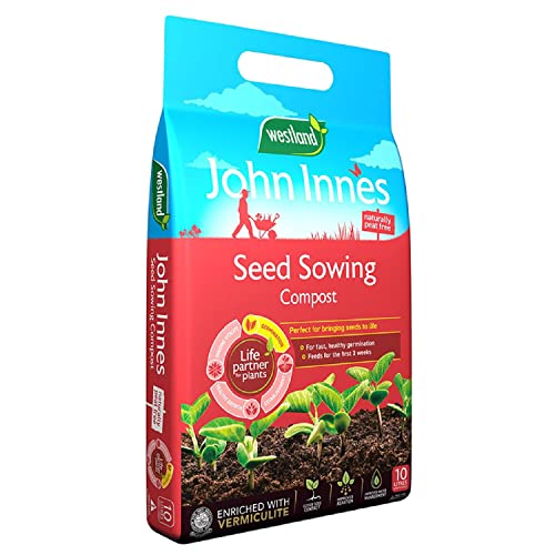 John Innes Seed Sowing Compost - Westland Peat Free Seeds Potting Compost 2 x 10L Garden Soil Bags with Topline Card for Outdoor & Indoor Plants, Vegetable Growing.
