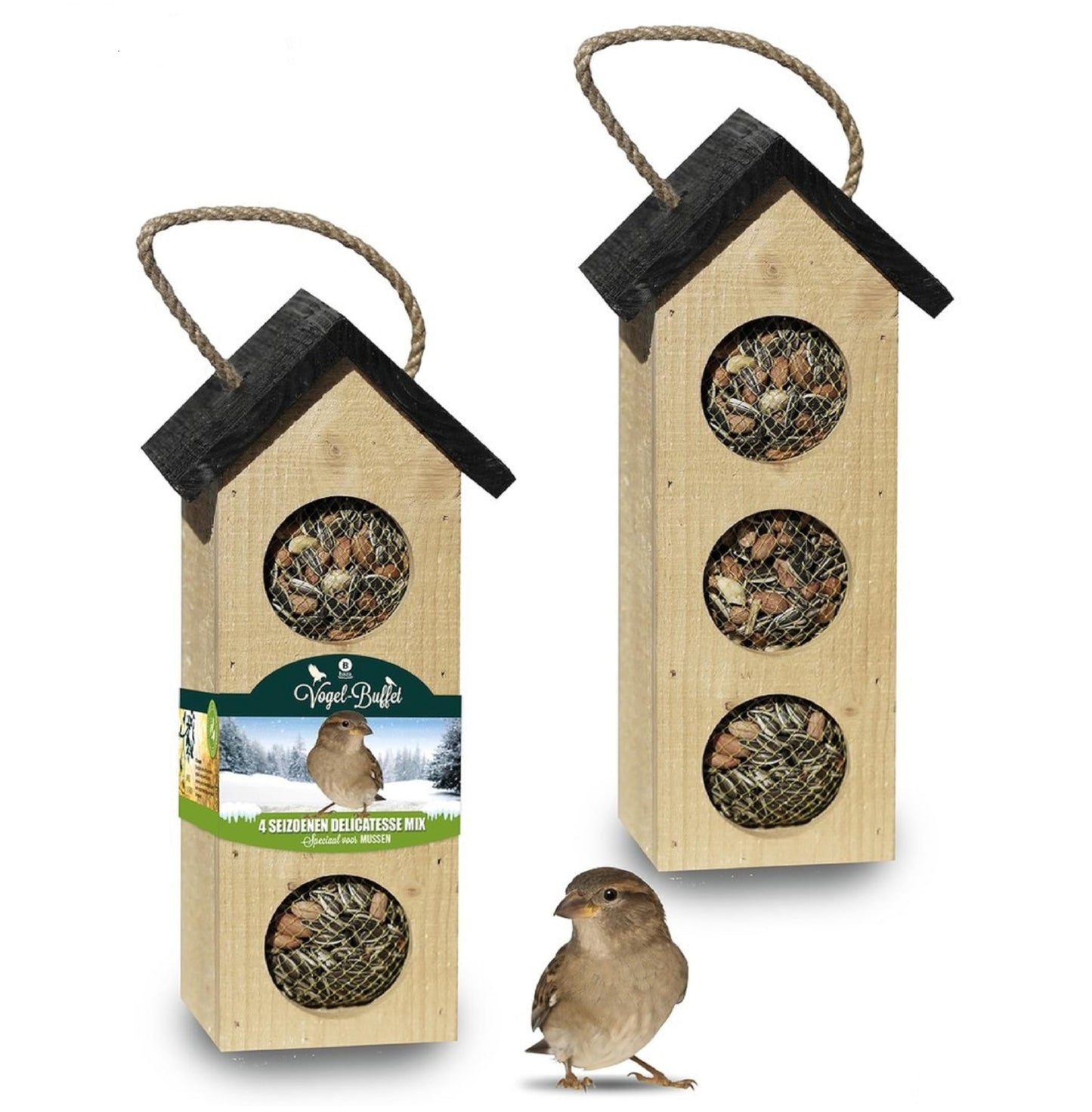 Bird Food Feeder Chalet with Sunflower & Peanuts 4 Season