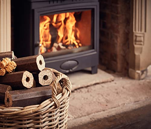Topline High Energy Heat Logs - Pack of 36 Ultra Dry Compressed Wood Fuel Logs with Wood Wool Firelighters. Great for Wood Burners, Open Fires and Multi-Fuel Stoves. Planet-Friendly Wood Briquettes.