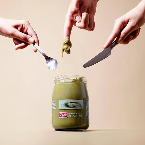 Pistachio Cream Paste Glass Jar - Italian Delight 600g Pistachio Paste Spreadable Butter with Topline Card. Pisti Pistachio Cream Cooking Cream for Pistachio Ice Cream, Sandwich Spread, Cake Baking