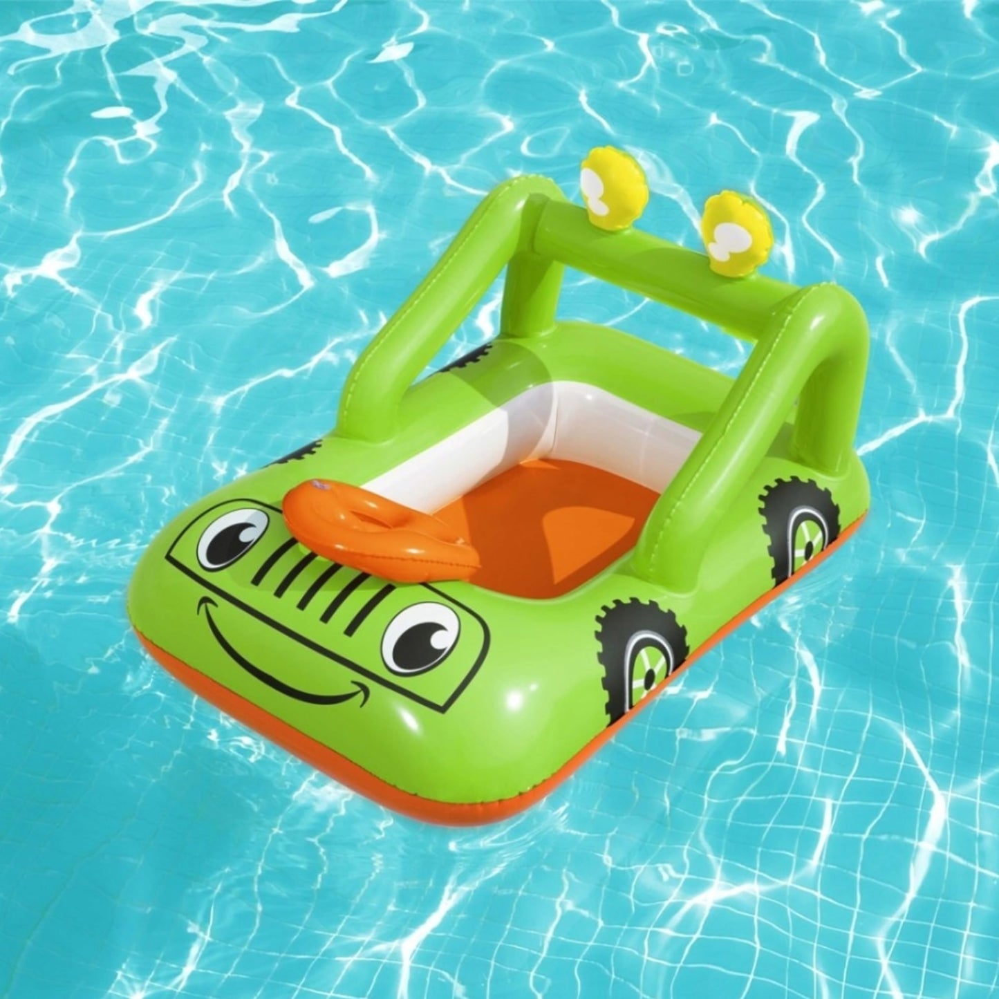 Pool Inflatables Swimming Floats for Children - Car Design Baby Navigator Boat Swimming Pool Outdoor Toys. Inflatable Boat Pool Float with Topline Card. Great for Birthday Gifts, Garden Games