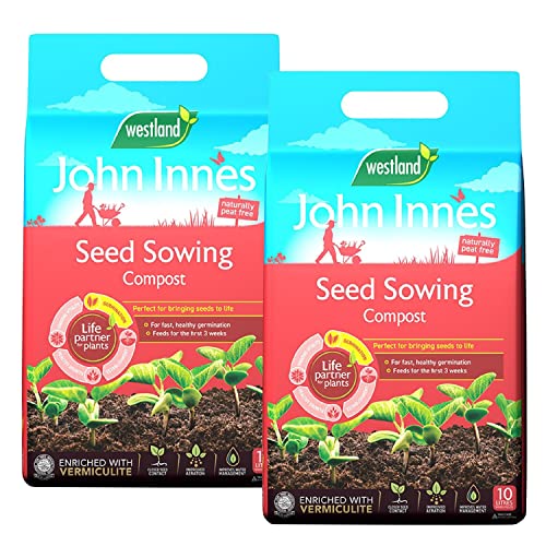 John Innes Seed Sowing Compost - Westland Peat Free Seeds Potting Compost 2 x 10L Garden Soil Bags with Topline Card for Outdoor & Indoor Plants, Vegetable Growing.