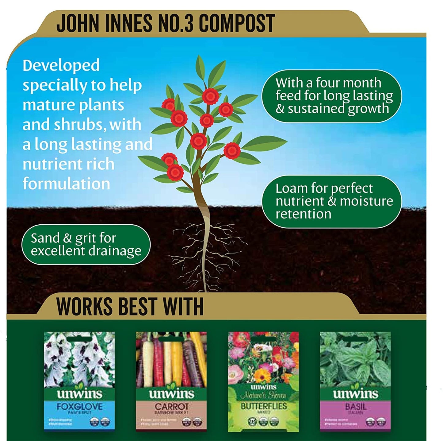 Westland Peat Free Garden Compost - John Innes No3 Mature Plant Potting Seedling Compost 2 x 10L Bags with Topline Card for Outdoor & Indoor House Plants.