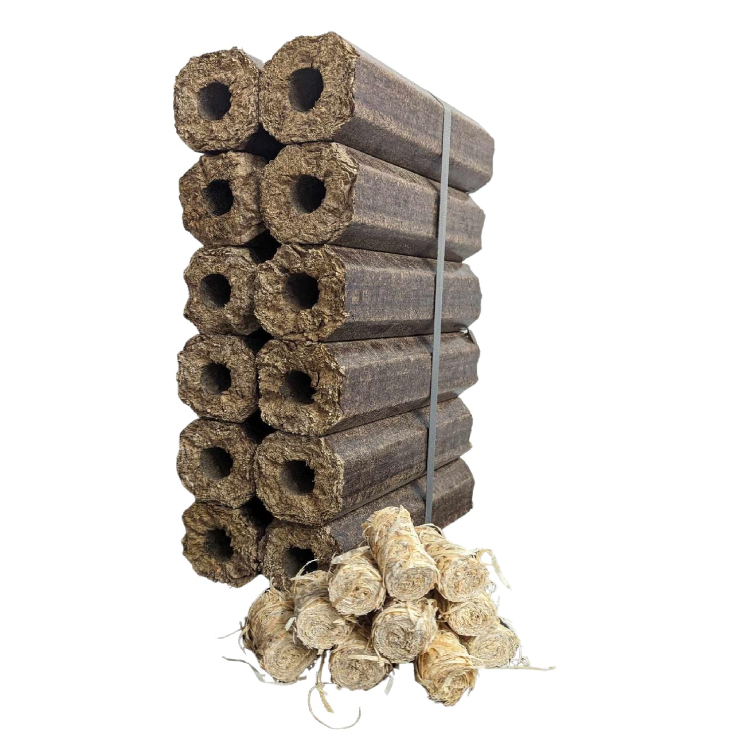 Topline Energy Heat Logs - Ultra Dry Compressed Wood Fuel with Wood Wool Firelighters. Great for Burners, Open Fires and Multi-Fuel Stoves. Planet-Friendly Briquettes Pack of 24