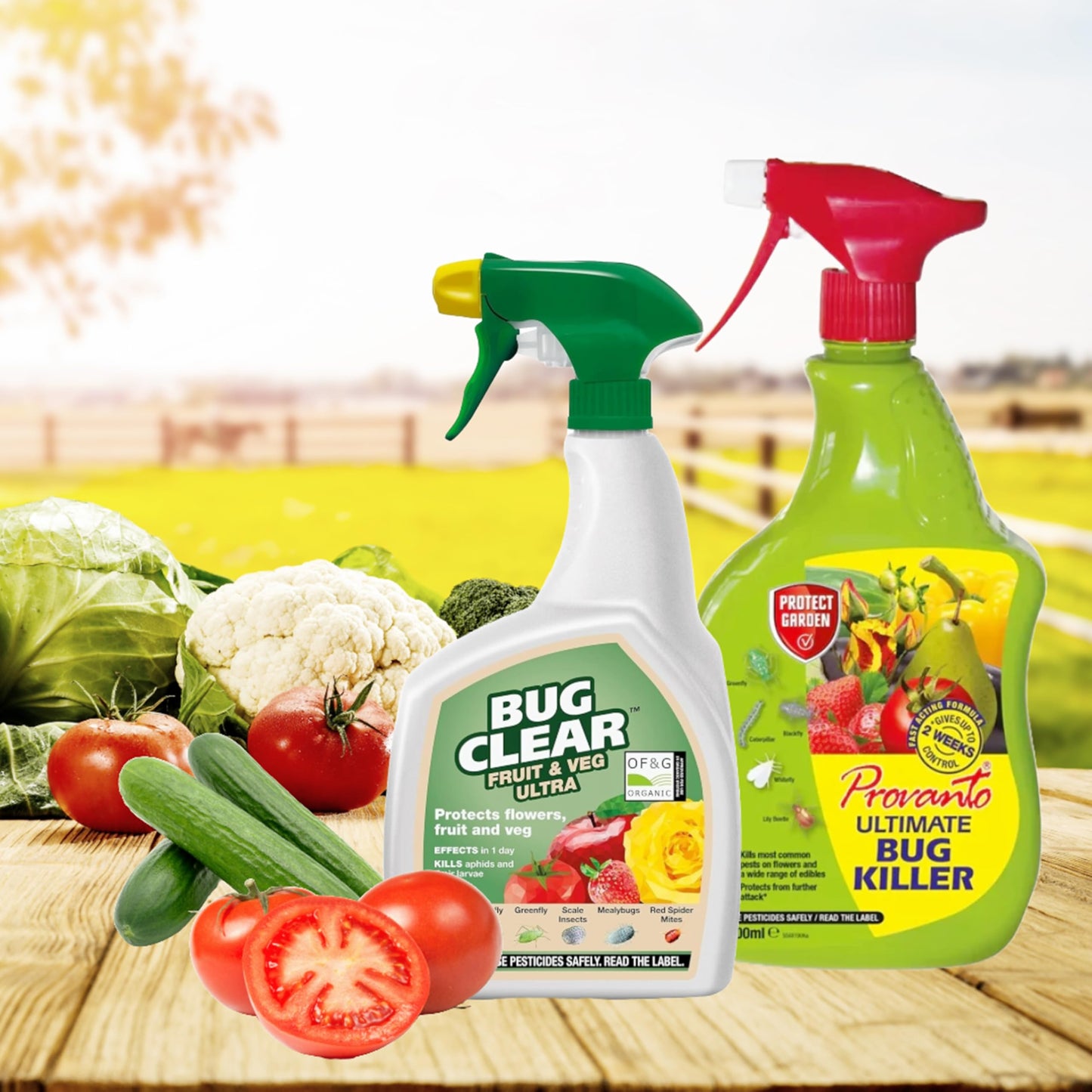 Bug Killer Spray for Plants Bundle - Fast Acting Ultimate Bug Spray 1L & Bug Clear Ultra 800m Fruit and Vegetable Plant Protection Pest Control Products with Topline Card for Indoor & Outdoor Plants