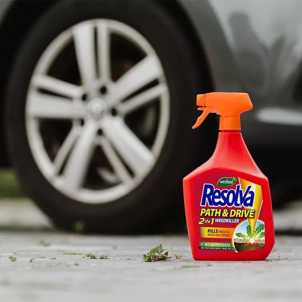 Garden Resolva Weed Killers Bundle - Path and Drive 1L Weedkiller Sprayer & Lawn Weed Killer Extra Strong 1L Ready-to-Use Garden Sprayer for Dandelions, Weed Remover with Topline Card.
