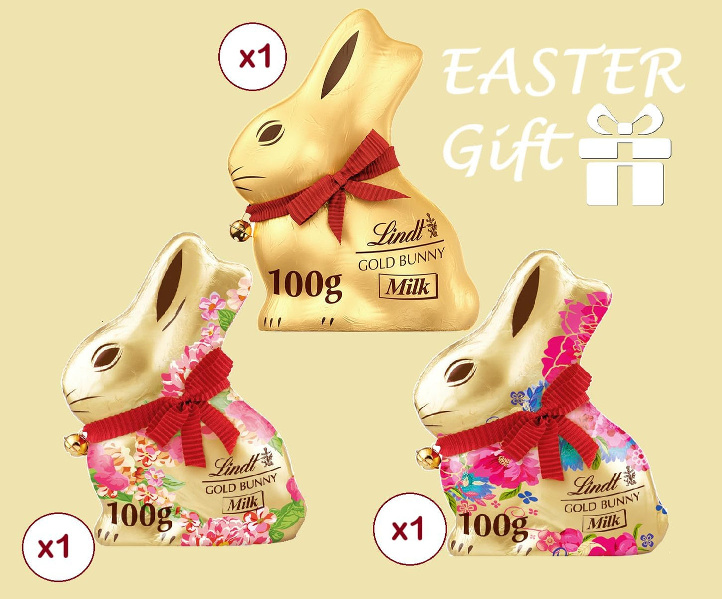 Lindt Milk Chocolate Easter Bunny β Pack of 3 x 100g