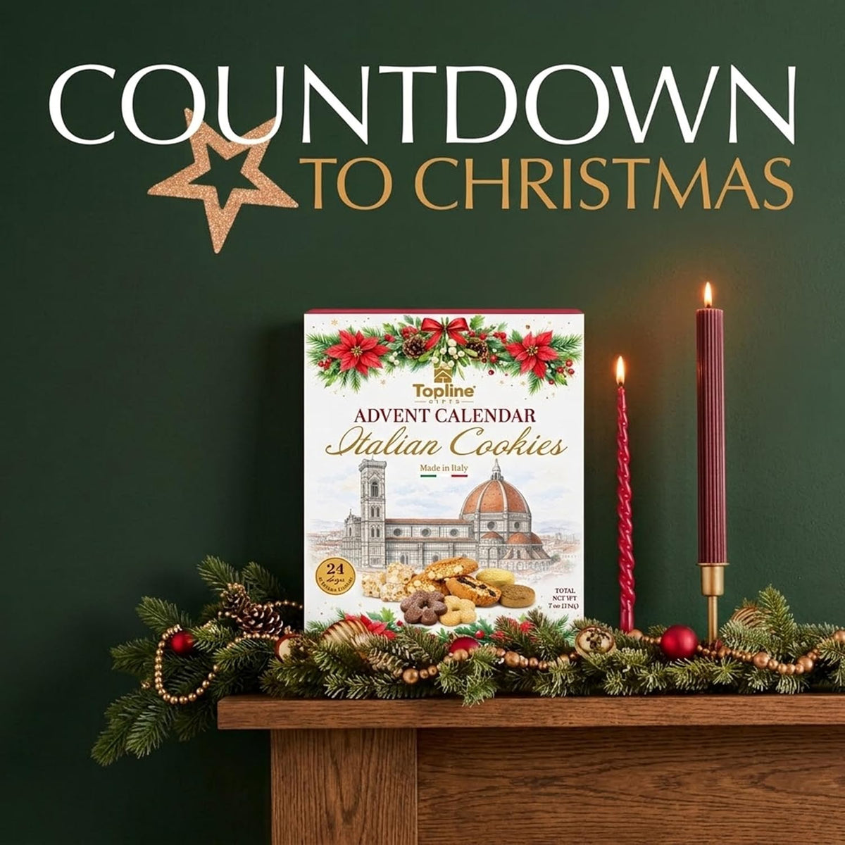 Italian Biscuit Advent Calendar 2026-24 Days Christmas Traditional Italian Cookies Advent Calendar