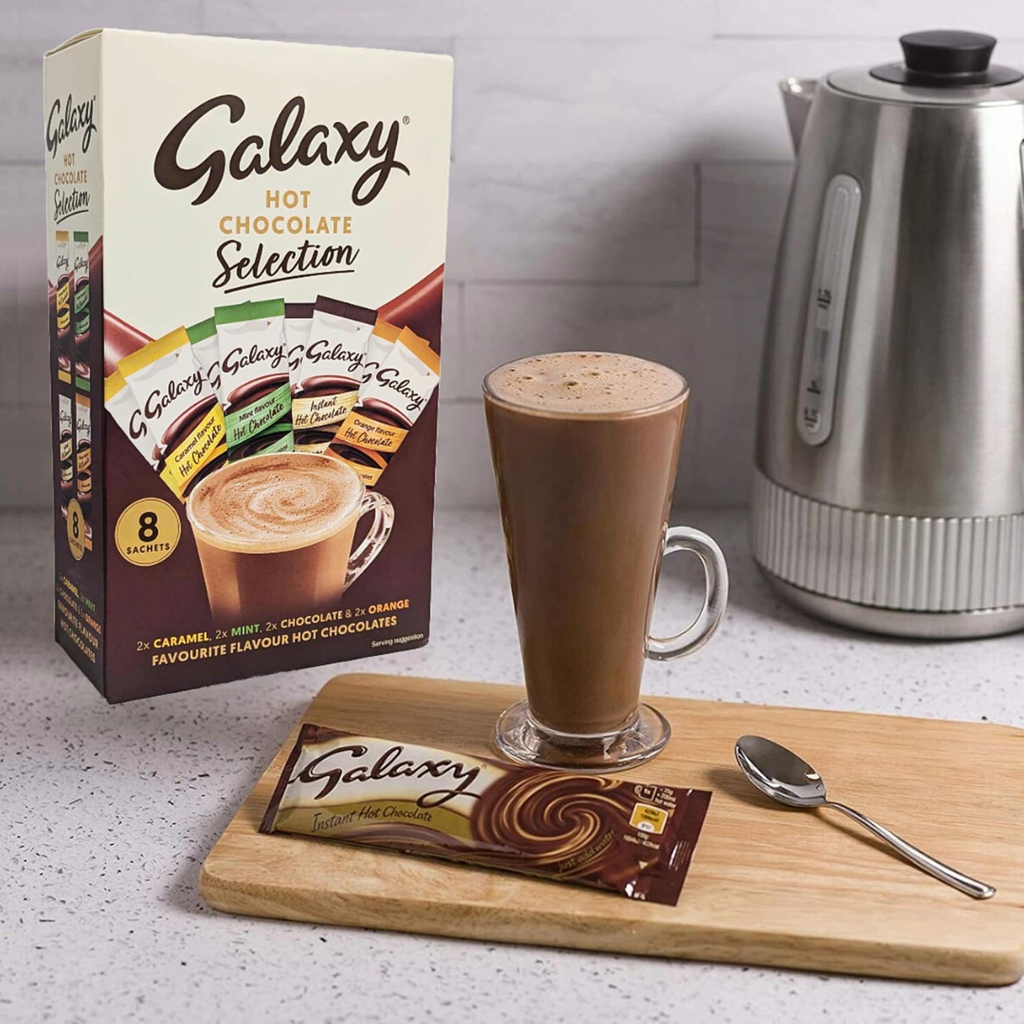Hot Chocolate Gift Set Box of 8 Sachets 4 Flavours 200g