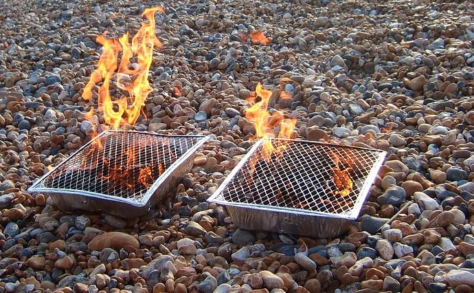 Topline Disposable Portable BBQ Grill Tray - Pack of 4 Instant Light Charcoal Barbecues Grill Tray Card for Garden BBQs, Camping BBQ, Fishing or Picnic Set
