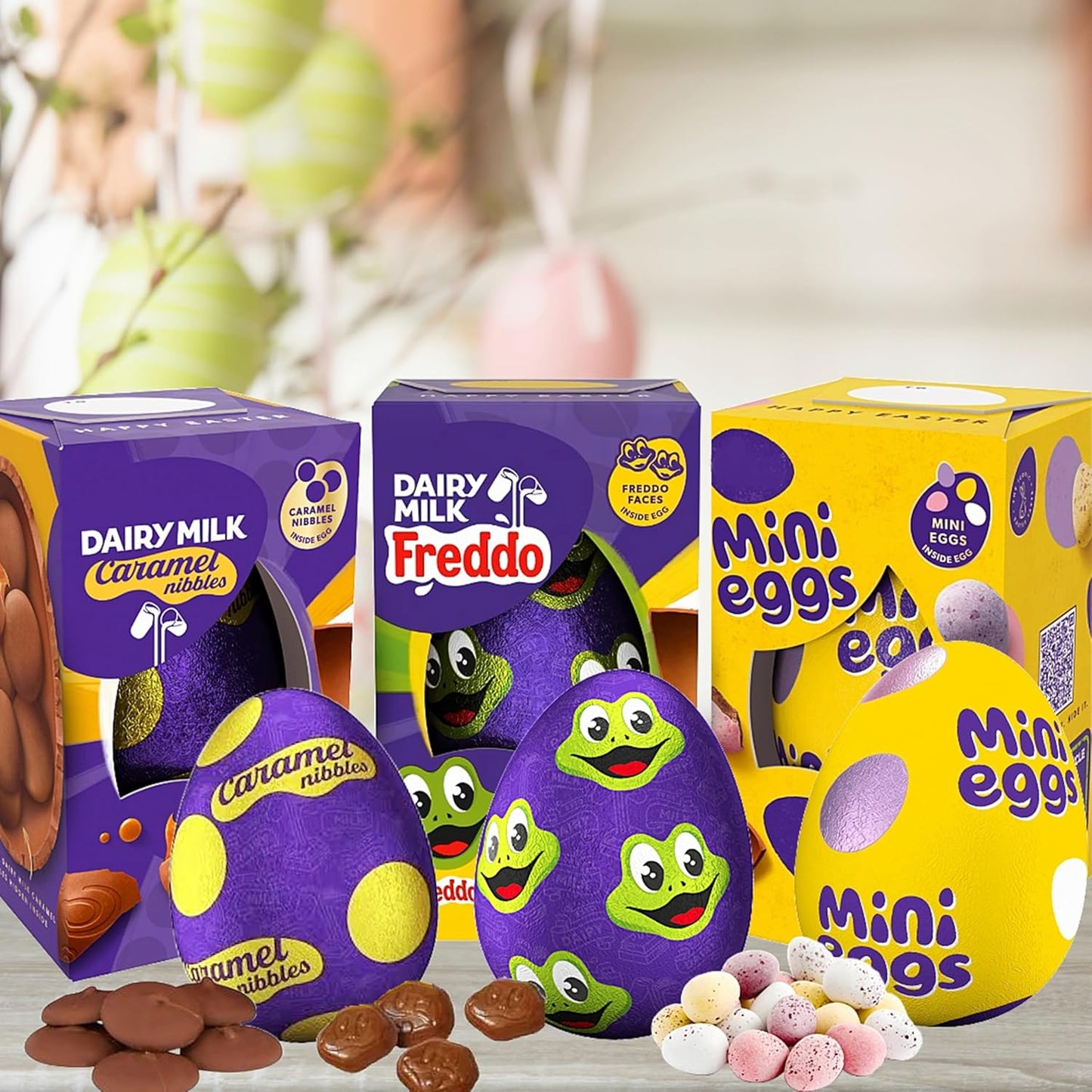 Cadbury Small Easter Egg 5-Pack β Freddo, Monkey Buttons, Dairy Milk Buttons, Caramel Nibbles & Mini Eggs