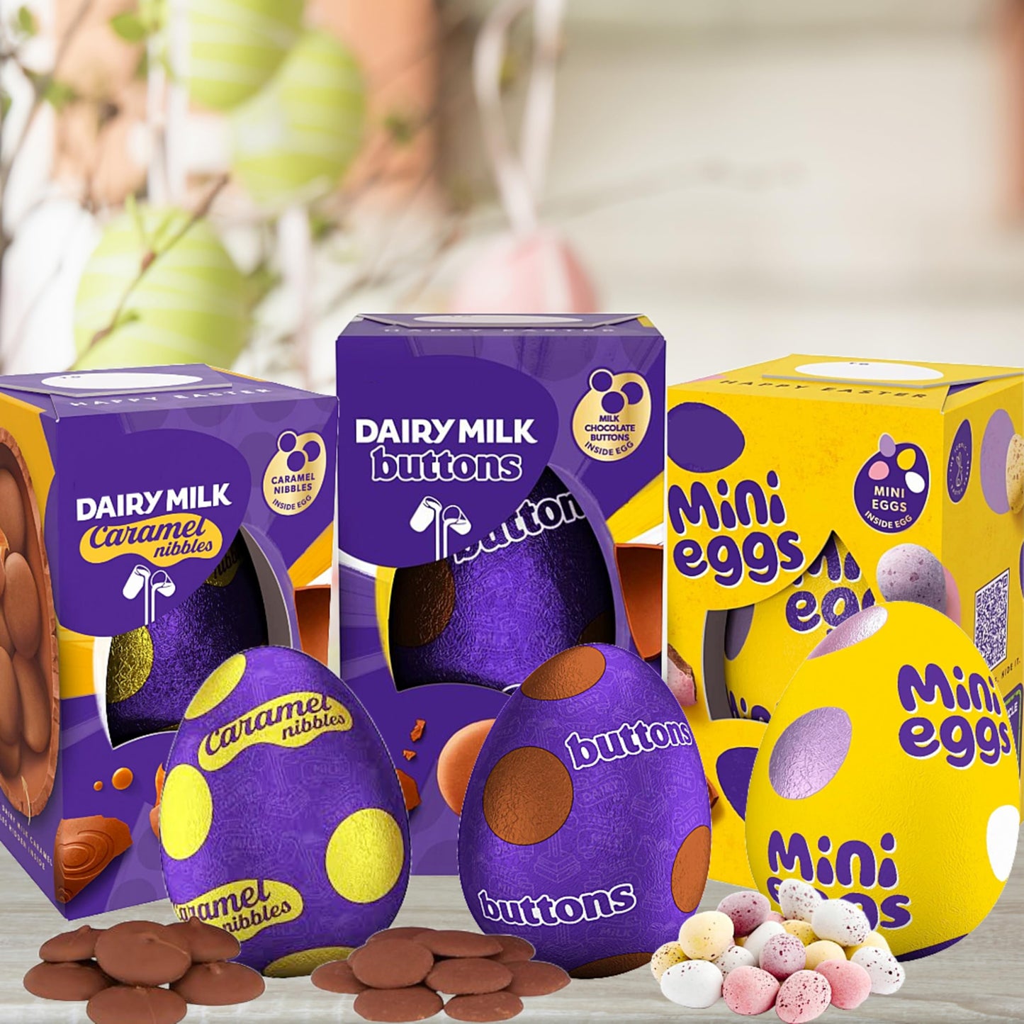 Cadbury Easter Egg Trio β Caramel 96g, Buttons 96g & Mini Eggs 97g