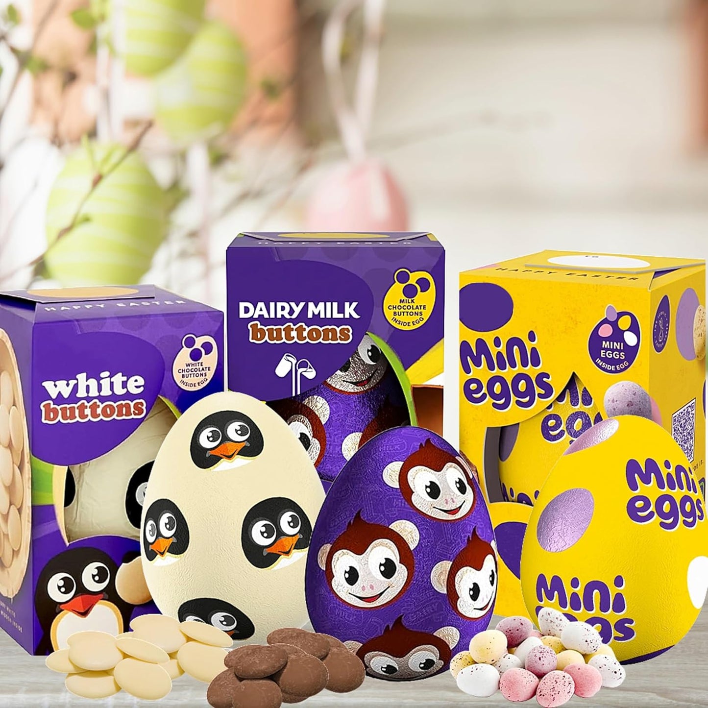Cadbury Easter Eggs Bulk-  3 x Buttons 98g, 3 x Mini Eggs 97g, 3 x White Buttons 98g