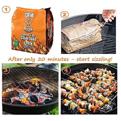 Instant Light Lumpwood Charcoal Bags 2x1kg
