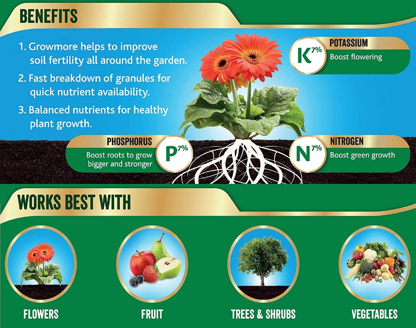 Garden Plant Feed Fertiliser Bundle Organic Chicken Manure Pellets 5kg + Gro-Sure All Purpose Slow Release Plant Food 2kg