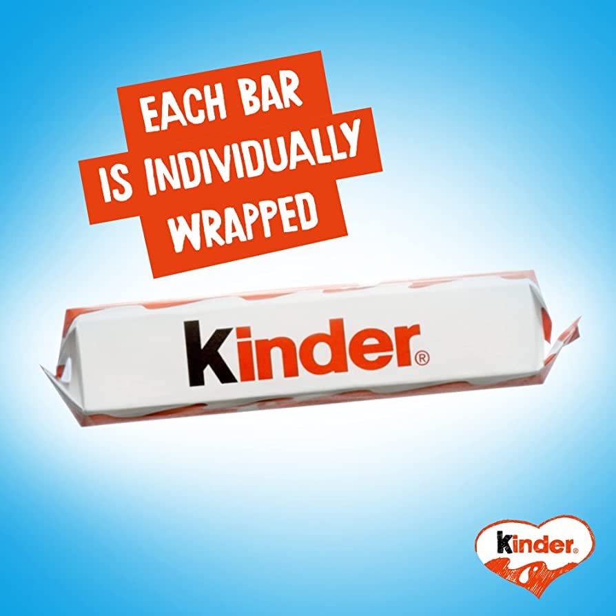 TOPLINE Kinder Chocolate Bars Sweets Bulk Fine Milk Medium Snack with a Milky Filling Card for Lunchbox Snacks, Birthday Party Bag Fillers., Bworn, White, 756.0 grams, 1.0 count