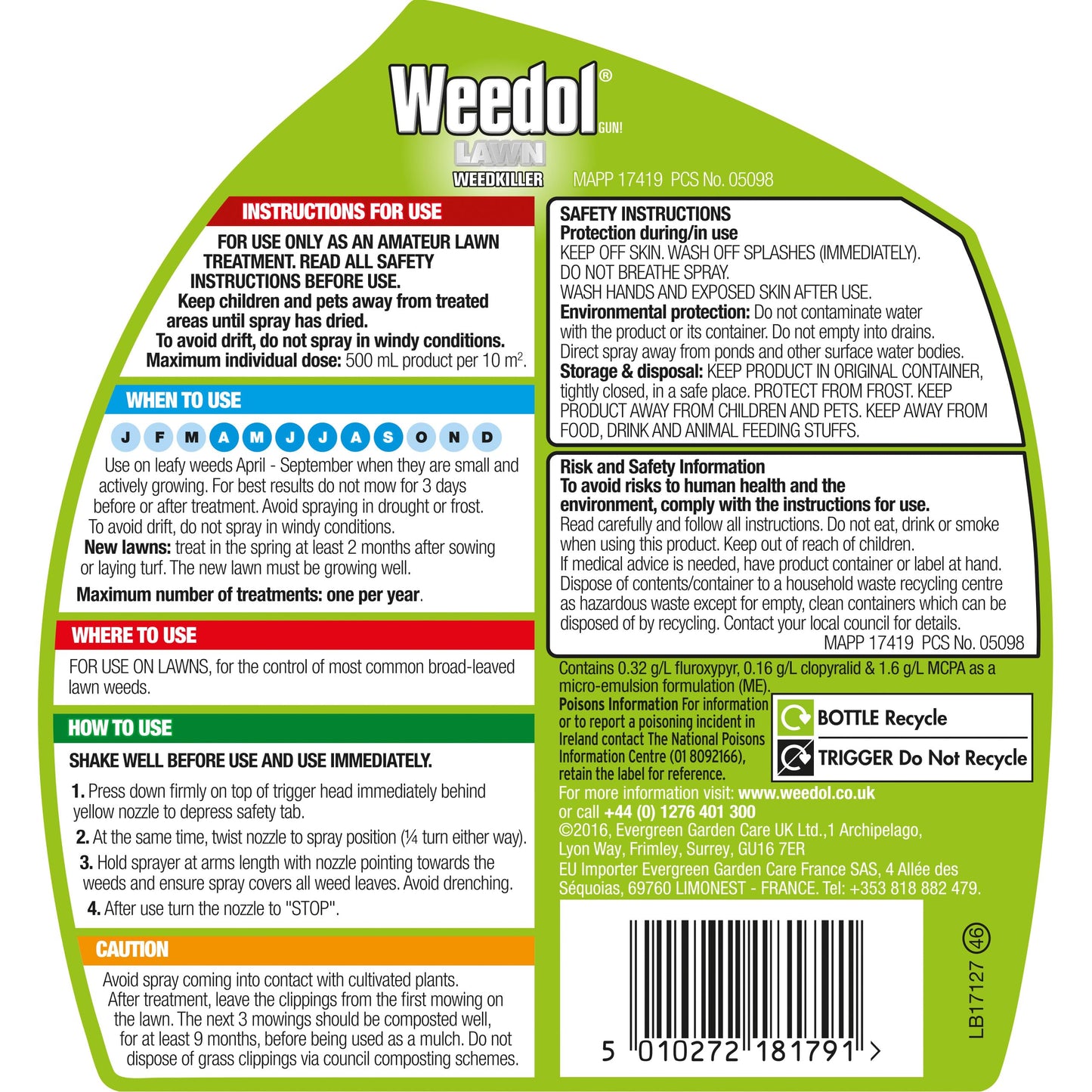 Weedol Lawn Weedkiller Spray 800ml