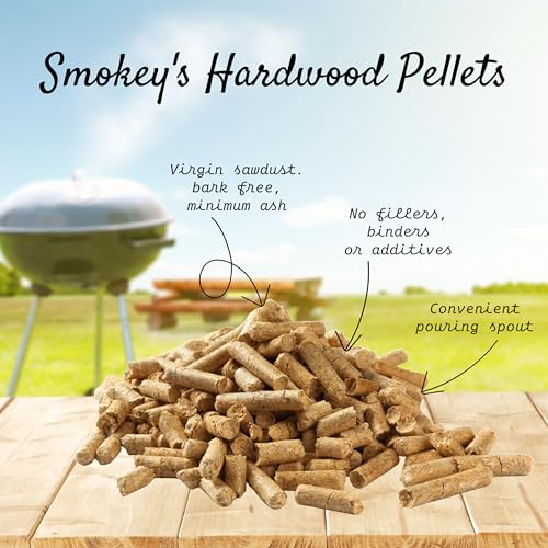 Premium Smokey's BBQ Hardwood Pellets - 9 kg Box of 100% Natural Classic Blend Cherry, Maple & Hickory Wood Pellets with Topline Card for Woodfire Grills, Smokers & BBQ Charcoal, Pizza Oven