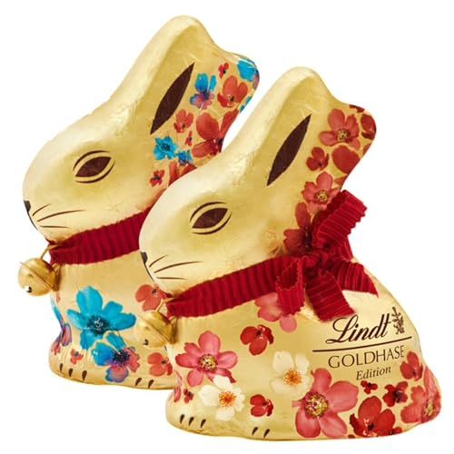 Lindt Gold Bunny Flower Edition Milk Chocolate Bunnies – Pack of 2 x 200g