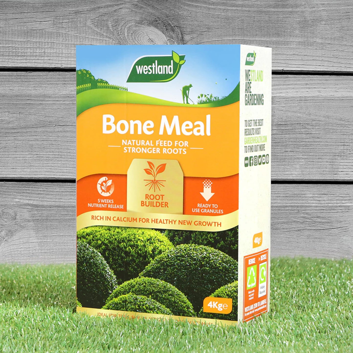 Bone Meal Plant Feed Fertiliser - Pack of 4 Easy to Use Plant Food 4kg Bonemeal Granules for Garden Plants with Topline Card. Rich in Calcium for Healthy Strong New Growth. Ideal for Trees and Shrubs.