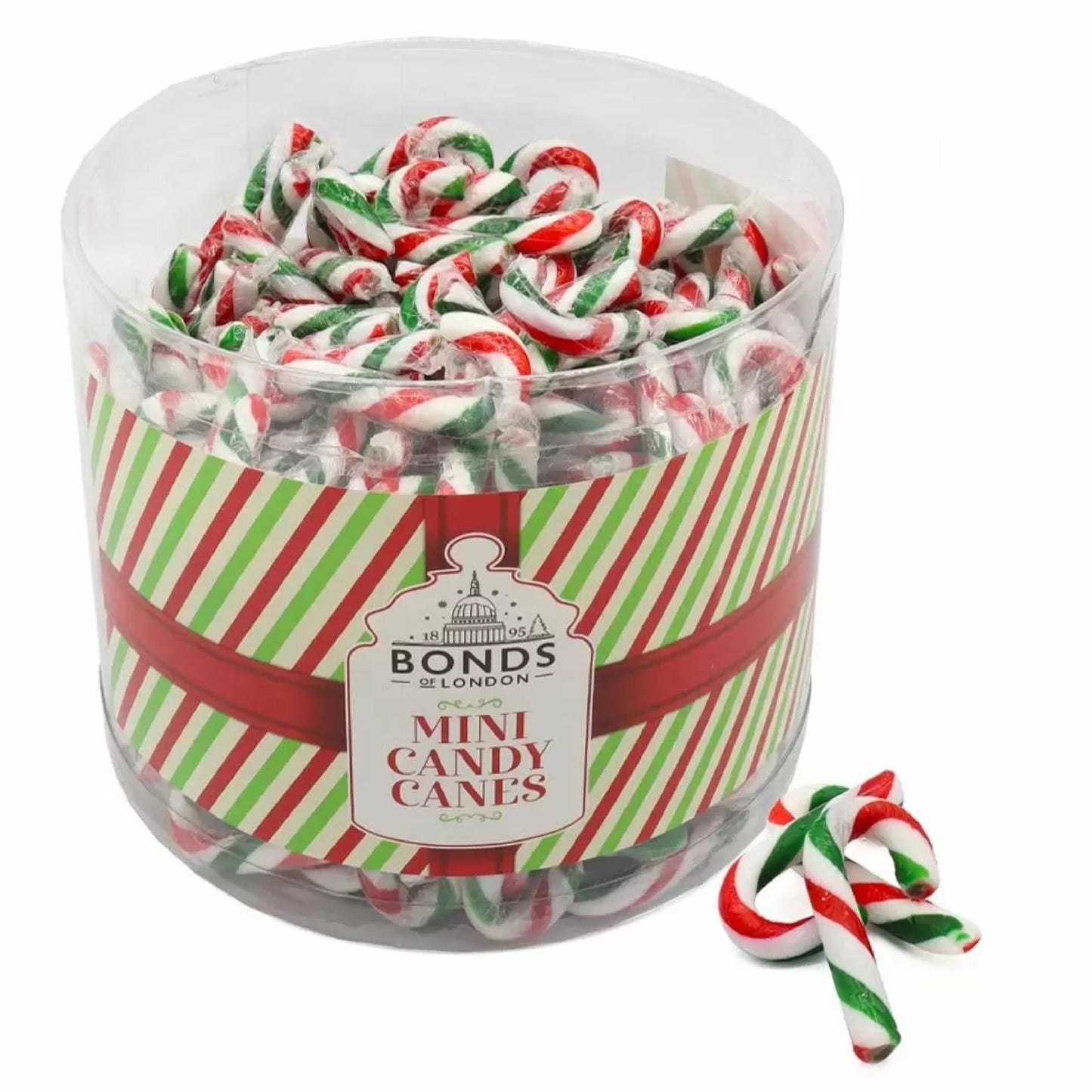 Christmas Candy Canes Bulk Buy - Bonds 250 x 5g Mini Individually Wrapped Peppermint Green, Red & White Sweets Lolly Pops for Kids. Perfect for Decorating the Christmas Tree or Stocking Fillers