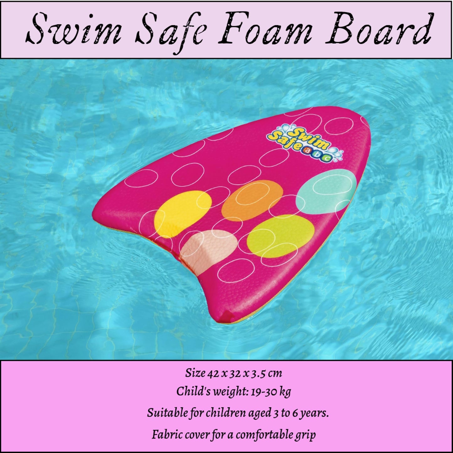 Swimming Float Kickboard for Kids - Learn to Swim Pink Foam Board Pool Float & Swim Vest. Swimming Floats for Children with Topline Card. Exercise Equipments for Kids Beginning Swimmers