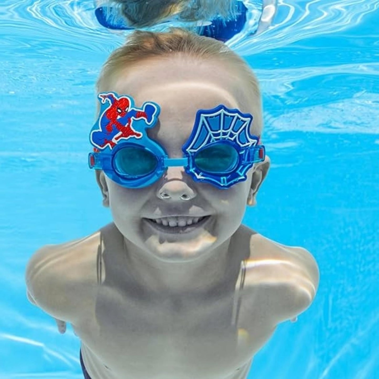 Swimming Float Pool Inflatables for Kids - Spiderman Pool Float Bundle of 20" Beach Ball, Arm Bands, Goggles & Swim Ring Tube for Swimming Pool Activities, Water Park, Beach Games with Topline Card.