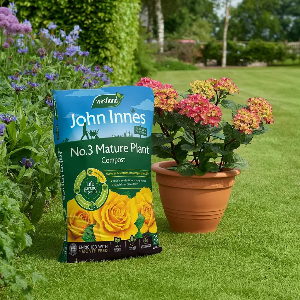 Mature Plant Garden Potting Compost - Peat Free No3 Mature Plant Potting Seedling Compost 28L Bag with Topline Card for Outdoor & Indoor House Plants. Enriched with 4 Month Feed