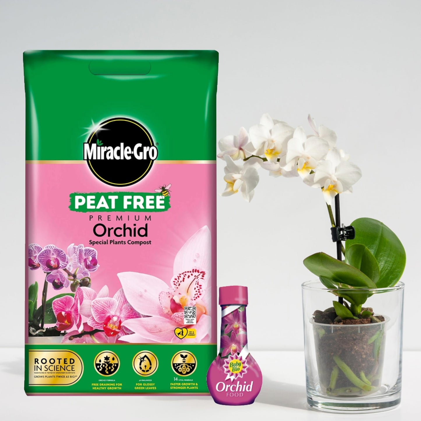 Orchid Plant Food Growing Bundle - Peat Free Orchid Potting Compost 10L & Orchid Flower Food 175ml Miracle Grow Fertiliser for House Plants Orchid Feed with Topline Card.