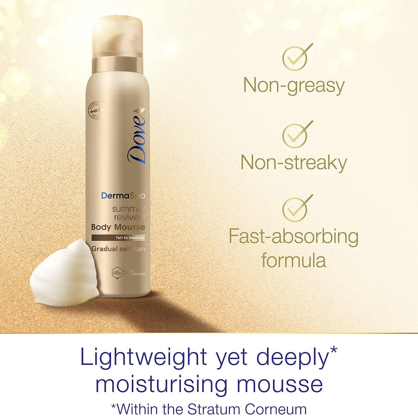 Dove DermaSpa Summer Revived Body Mousse Fair to Medium 150ml Pack of 4