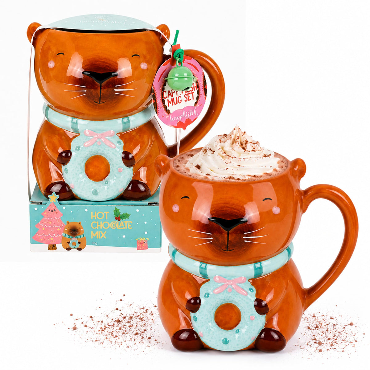 Capybara Mug & Hot Chocolate Gift Set - Capybara Collectible Mug with 20g Hot Chocolate Mix