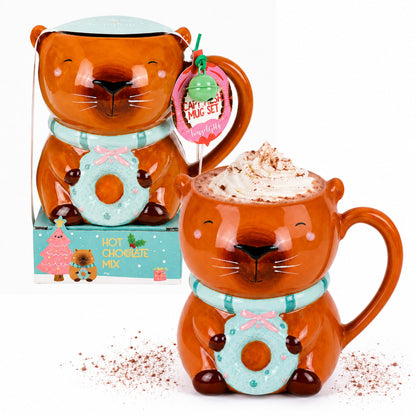 Capybara Mug & Hot Chocolate Gift Set - Capybara Collectible Mug with 20g Hot Chocolate Mix