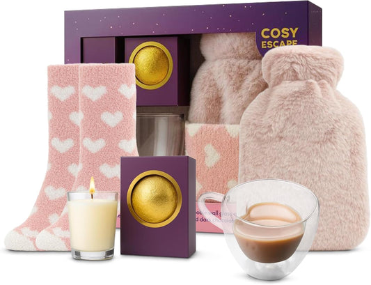 Cosy Escape Gift for Her - Luxury and Sweet Hot Water Bottle Hamper for Women