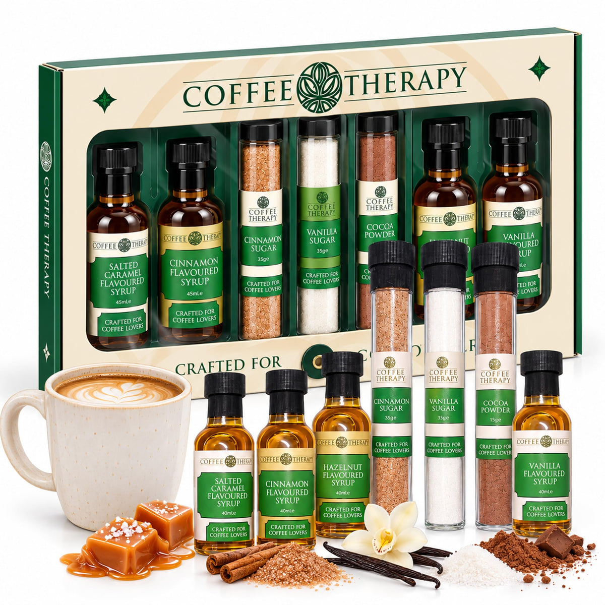 Coffee Therapy Coffee Syrup Gift Set – 4 x 45ml Flavored Coffee Syrups