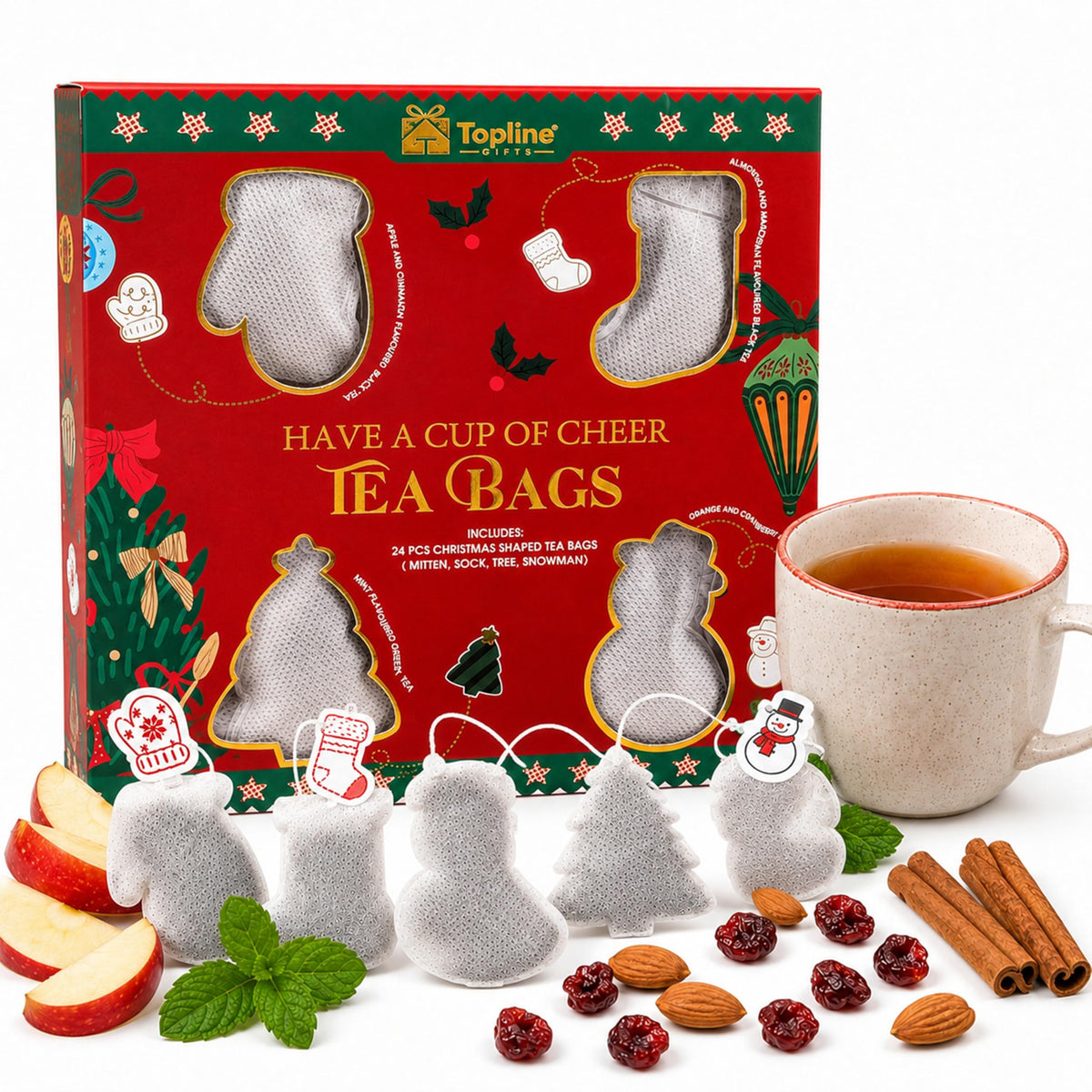 Christmas Tea Selection Gift Box – 24 Tea Bags Flavoured Tea Selection of Herbals & Fruits