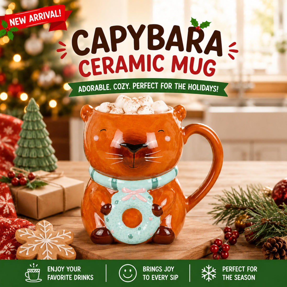 Capybara Mug & Hot Chocolate Gift Set - Capybara Collectible Mug with 20g Hot Chocolate Mix