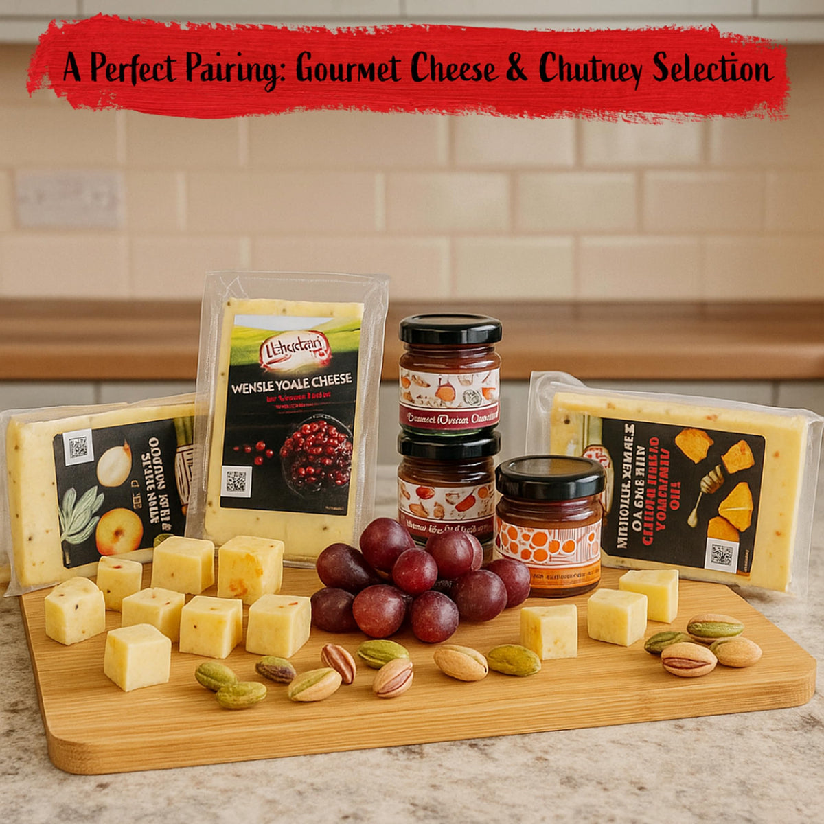 Cheese Wedges, Chutney & Cheeseboard Set